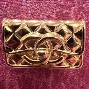 Chanel Modern Gold Tone Quilted Clutch Bag Brooch B23K